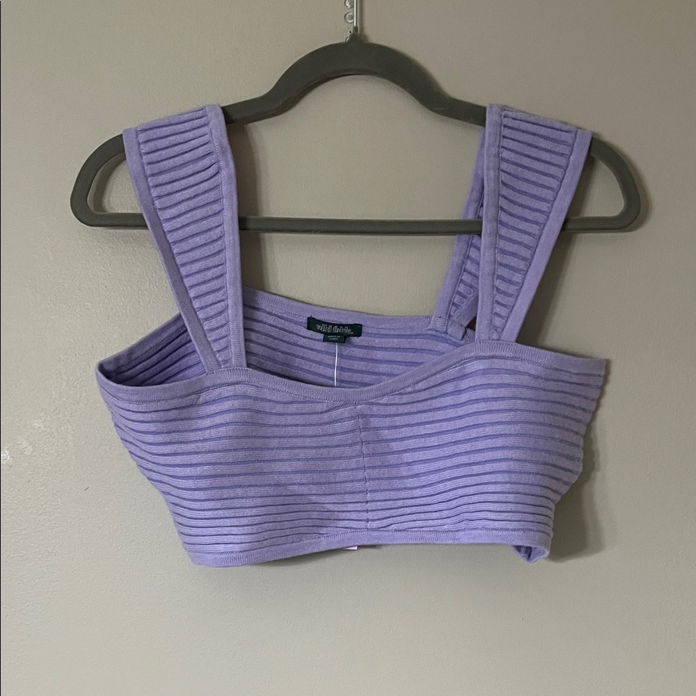 wild fable Lavender Ribbed Square-Neck Crop Top